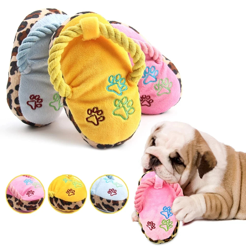 Funny Pet Dog Toys Plush Slippers Bite Chicken Leg Shoe Shape  Small And Medium-Sized Dog Outdoor Training Cat Relieve Anxiety | 0