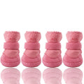 4pcs/set Pet Dog Shoes Winter Warm Shoes for Small Medium Dogs Anti-slip Puppy Rain Snow Boots Footwear Cat Dog Walking Sneakers | Color:pink