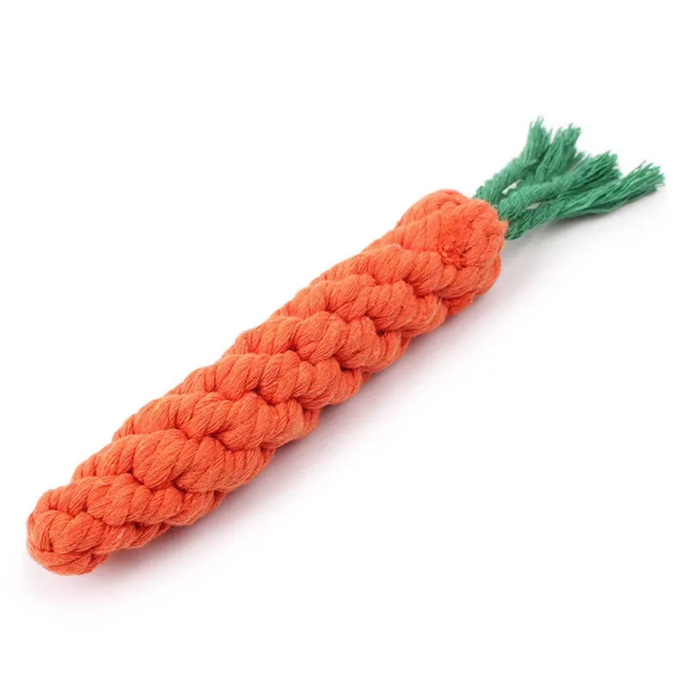 1Pcs Carrot Dog Bite Rope Pet Dog Toys Safe Durable Braided Bite Dog Chew Toys Resistant Puppy Molar Cleaning Teeth Cotton Rope | Color:A-23cm
