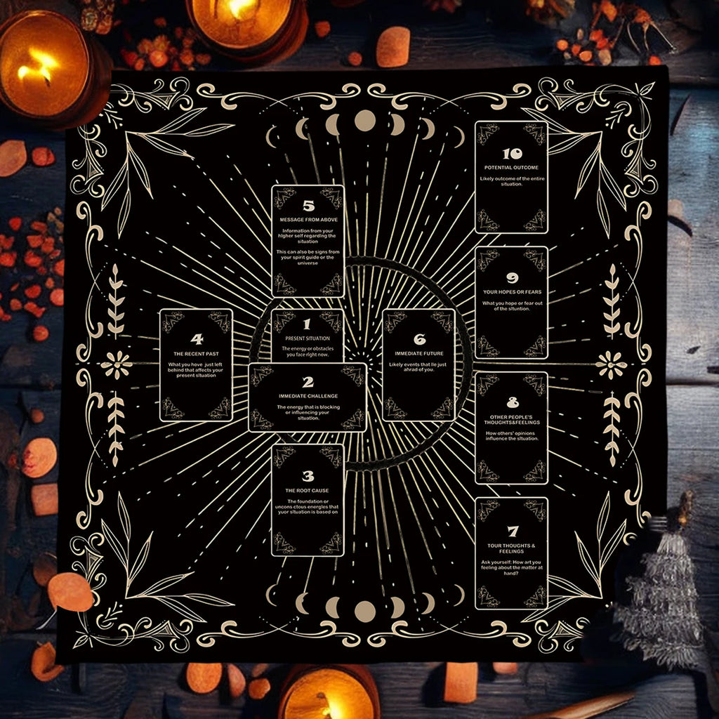 Celtic Cross Altar Cloth Tarot Card Table Cloth Witch Moon Divination Table Cover For Tarot Mat Witchy Gifts Decor Card Pad | 3