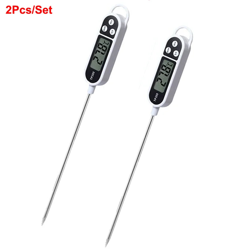 Probe Type Food Thermometer Kitchen Digital Thermometer For Meat Milk Cooking Food BBQ TP300 Electronic Temperature Gauge Tool | Color:2 Pcs