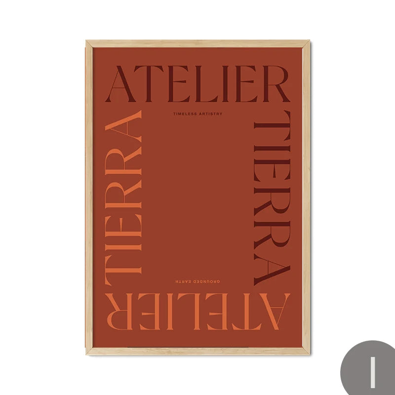 Abstract Thistles Marbled Garden Revival Stallion Terracotta Line Decor Painting Canvas Wall Art Print Poster Picture LivingRoom | Color:I