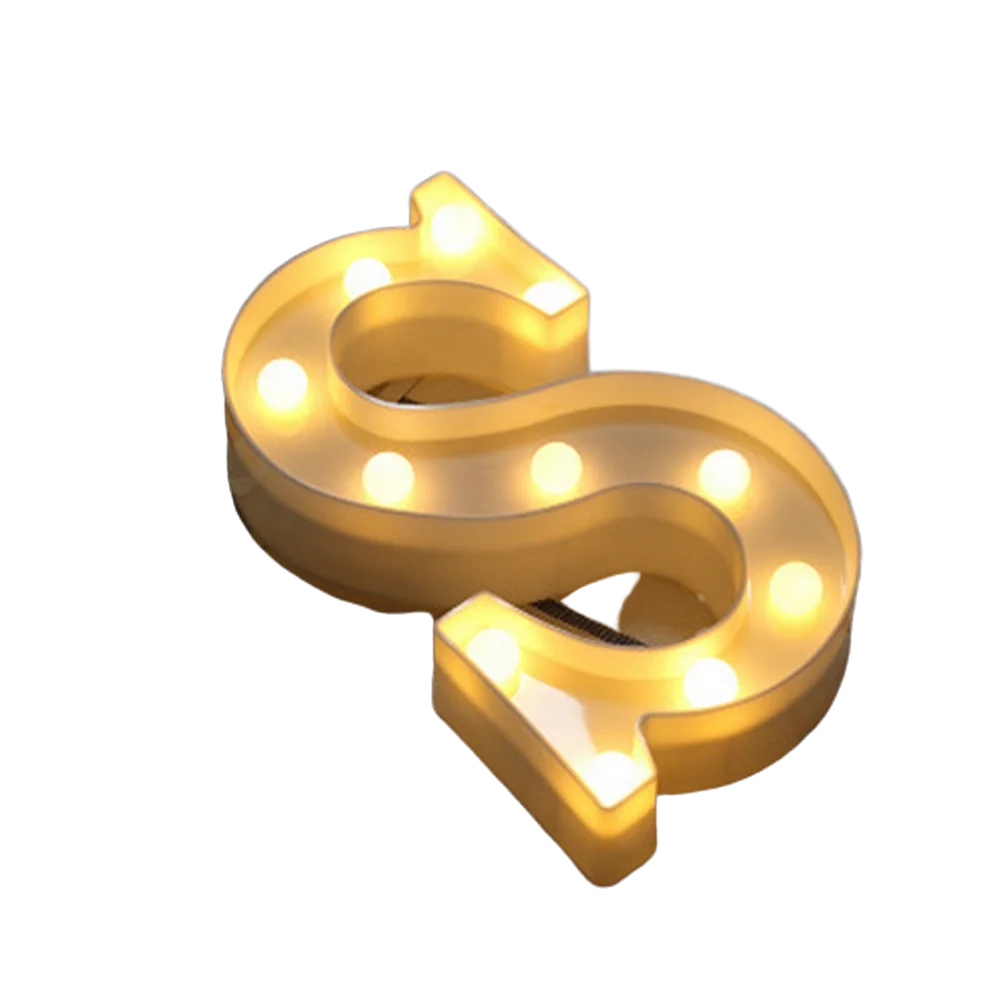 Luminous Number Lamp Alphabet Letter LED Lights Birthday Valentine's Day Wedding Party Decor 0-9 Digital A-Z Letters Night Light | Color:S