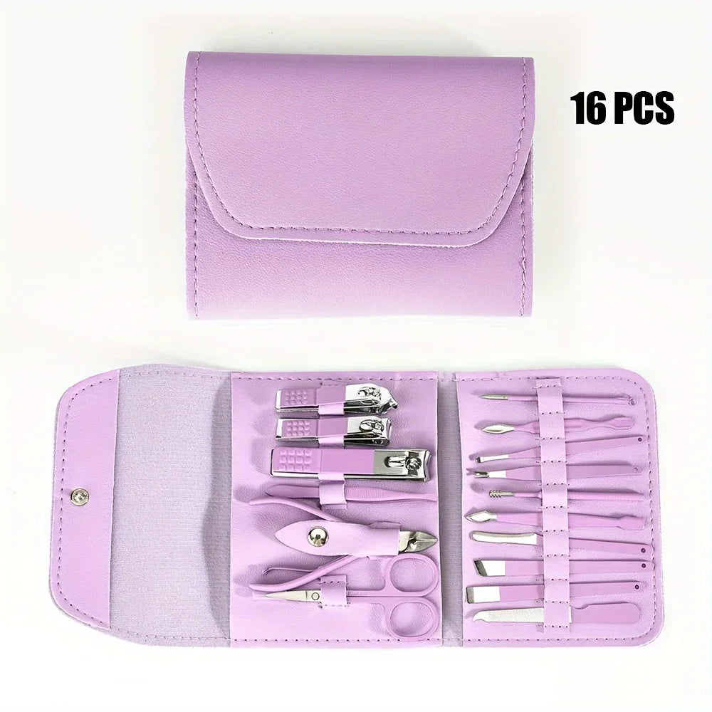 16pcs Professional Nail Clippers and Cuticle Nippers Set with Travel Case Manicure Set Pedicure Sets Nail Clippers | 5