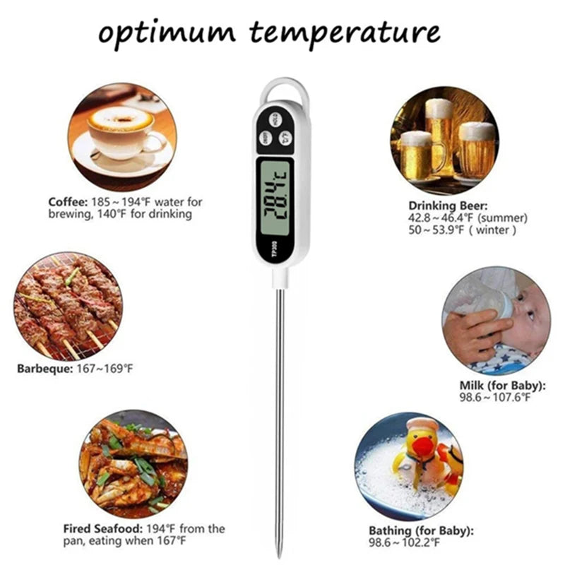 Probe Type Food Thermometer Kitchen Digital Thermometer For Meat Milk Cooking Food BBQ TP300 Electronic Temperature Gauge Tool | 1