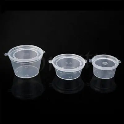 10pcs Disposable Clear Plastic Sauce Pot Chutney Cups Slime Storage Container Box With Lids Kitchen Organizer | Color:85ml