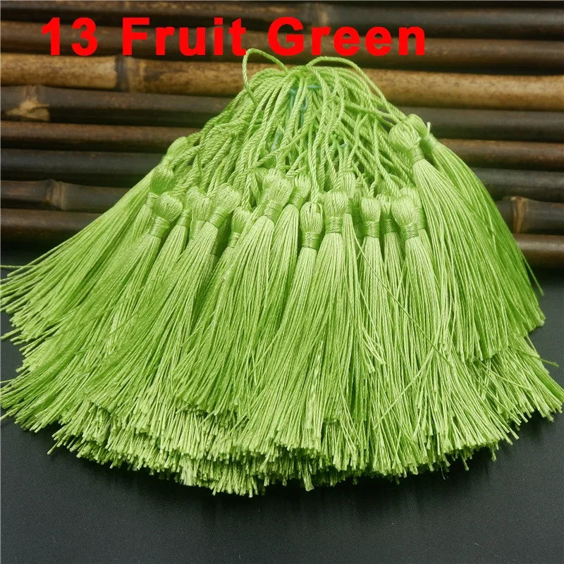 100pcs/lot 13cm Tassel Silk Fringe Silky Floss Bookmark Tassels Mini Tassels For DIY Craft Jewelry Making Souvenir Bookmarks | Color:13 FluorescentGreen