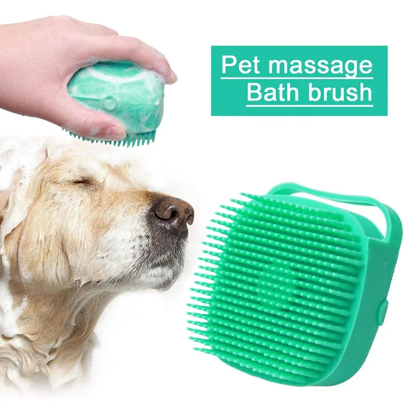 Pet Dog Shampoo Brush 2.7oz 80ml Cat Massage Comb Grooming Scrubber  for Bathing Short Hair Soft Silicone Rubber | 1