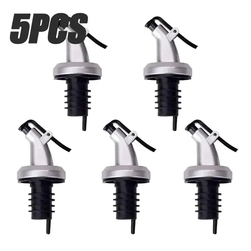 1-5PCS Oil Bottle Stopper Lock Plug Seal Leak-proof Nozzle Sprayer Oil Bottle Stopper Cap Liquor Dispenser Wine Pourer Gadgets | Color:5PCS