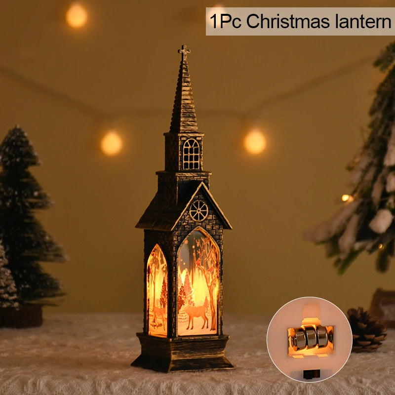 2025 Christmas LED Night Light Santa Claus Snowman Lantern Lamp Table Ornament Christmas Decoration for Home Xmas Navidad Gifts | Color:Elk