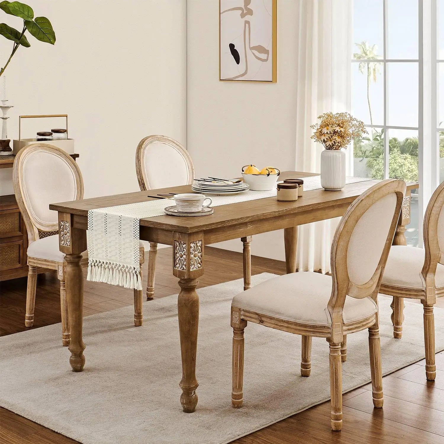 Macrame Style Boho Table Runner, Dresser Runner Cover Top,Ivory Table Runners for Living Room Kitchen Farmhouse Woven Home Decor | 3