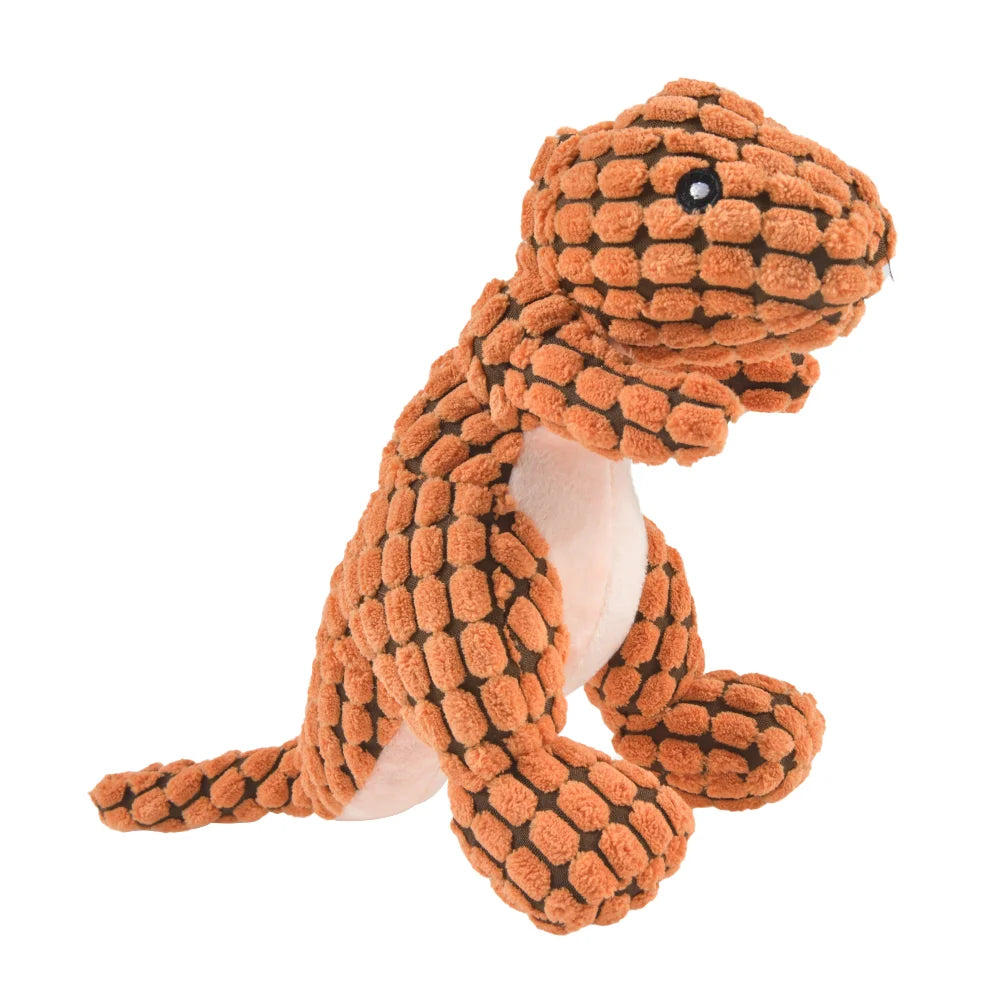 Cats and Dogs Pet Plush Dinosaur Toys Interactive Dog Chew Toys Plush Stuffing Pet Supplies Dog Toys for Small Dogs | Color:Orange
