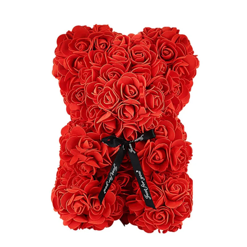 2026 New Artificial Flower Eternal Rose Teddy Bear for Mom Mother's Day Birthday Valentine's Day Anniversary Gifts & Decorations | Color:Red