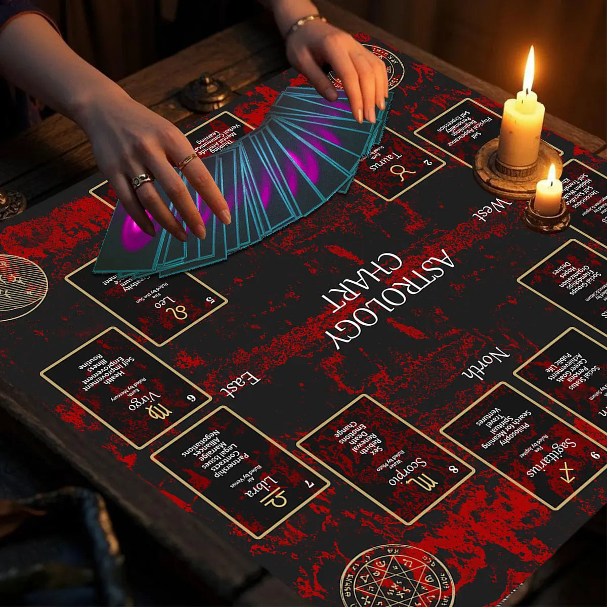 Celtic Cross Altar Cloth Tarot Card Table Cloth Witch Moon Divination Table Cover For Tarot Mat Witchy Gifts Decor Card Pad | Color:TLB (756)