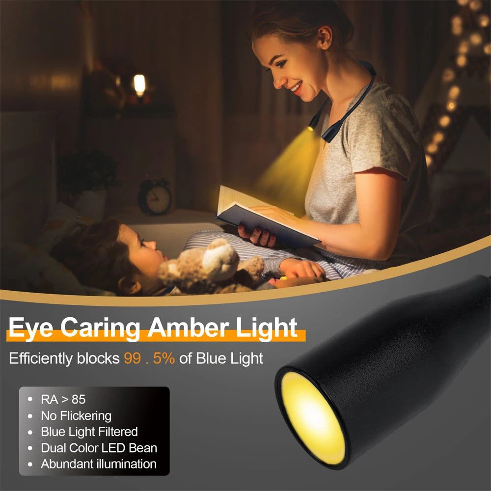 LED Reading Neck Light Usb Rechargeable Book Lamp 360° Flexible Arm Reading Book Light Read Neck Lamp Study Reading Night Light | 5