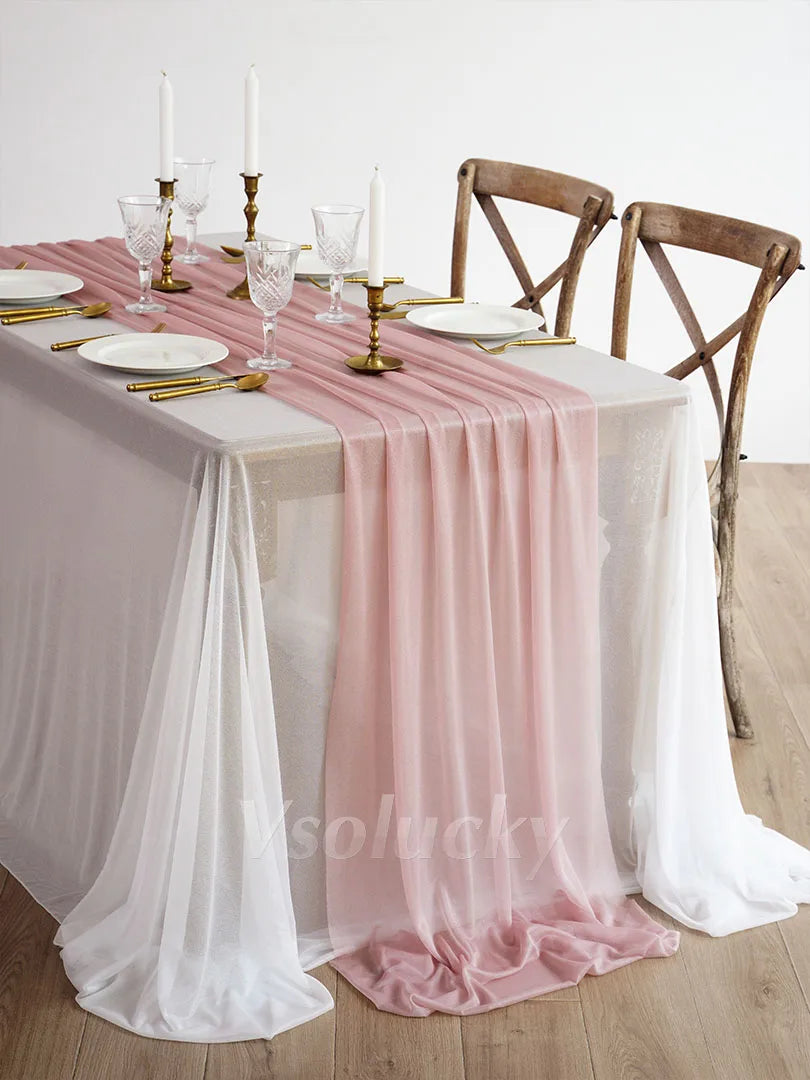 Table Runner Luxury Sheer for Wedding Rustic Boho Party Bridal Shower Birthday Christmas Decorations | Color:Blush Pink