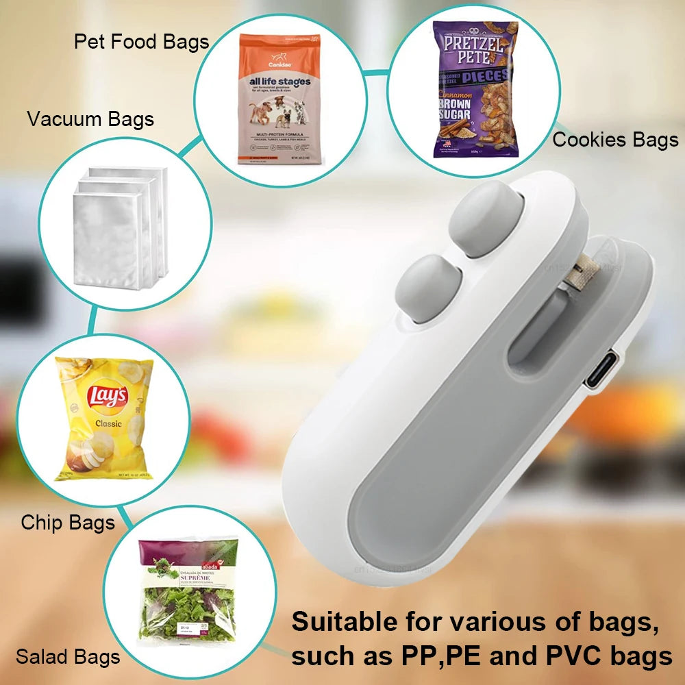 Mini Heat Bag Sealing Machine Package Sealer Bags Plastic Food Sealer Clip Bag Handheld Sealer Food Packaging Heat Sealer | 1
