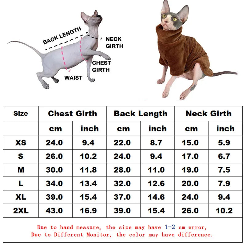 Warm Sphynx Cat Turtleneck Coat for Small Medium Dogs Clothes Jacket Kitten Costume French Bulldog Poodle Pug Outfits Sweater | 5