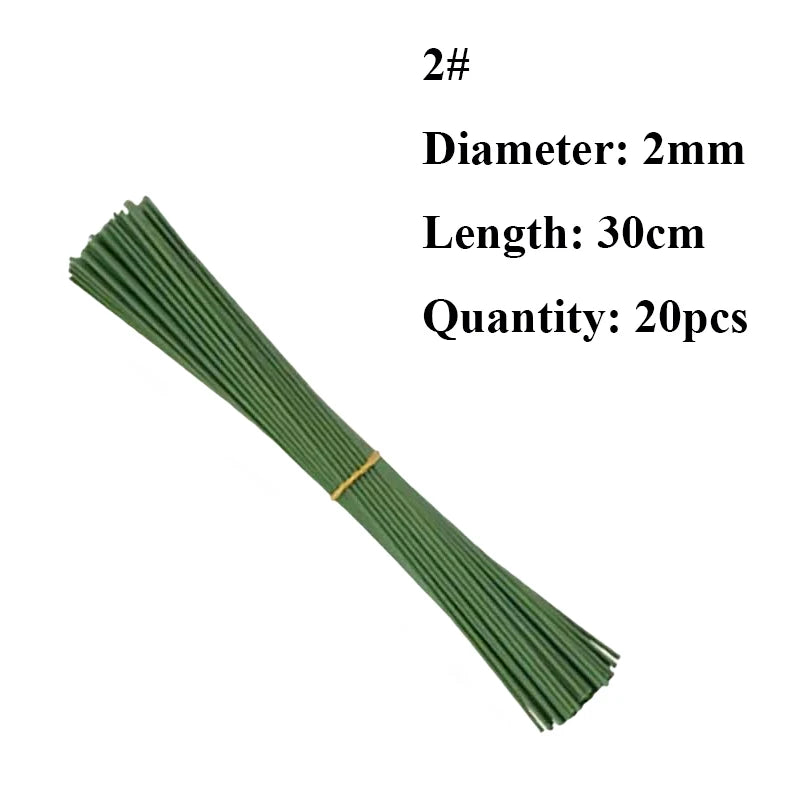 #26 #20 Paper Floral Wire 0.45mm/0.9mm Diameter 36cm 30mm Long Iron Wire Useds For DIY Nylon Stocking Flower Branche Making | Color:green 3