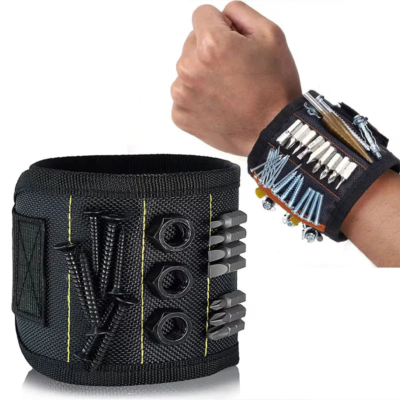 5 Rows 15 Magnets powerful magnetic tool magnetic wristband secure screws nails drill bits strong magnetic wrist tool kits parts | Color:Blcak 5R 15Magnets