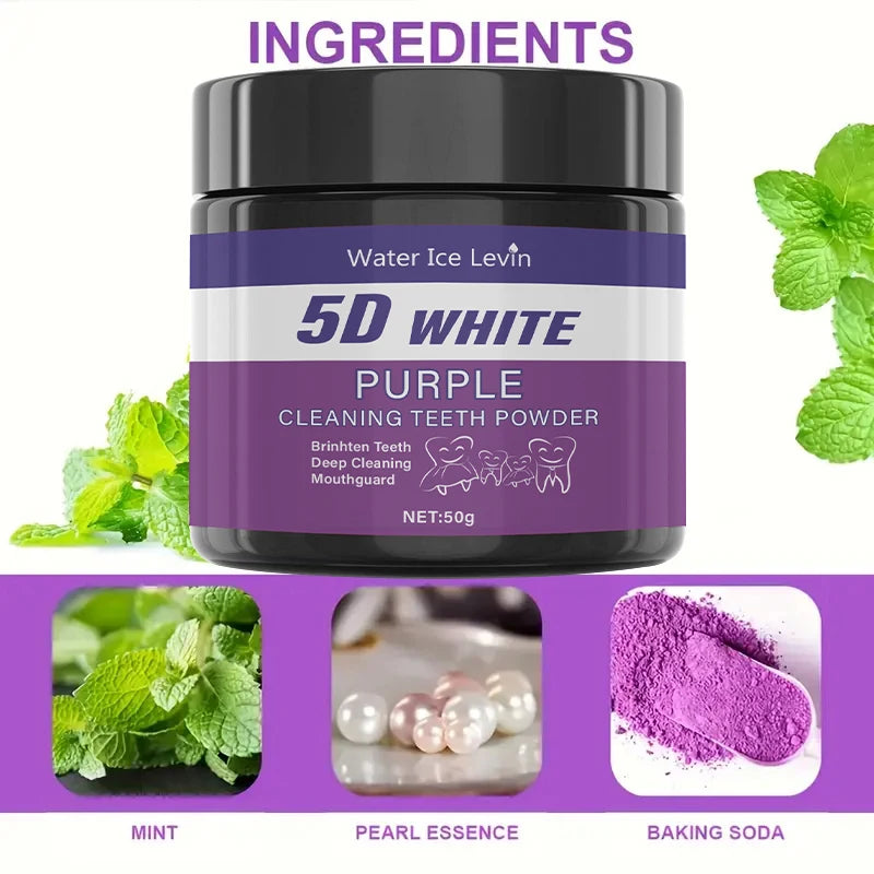 Purple Tooth Cleaning Powder - Sulfate-Free, Deep Cleaning and Polishing, Whitens Teeth in 5 Days, Portable for Daily Use and Travel | 1