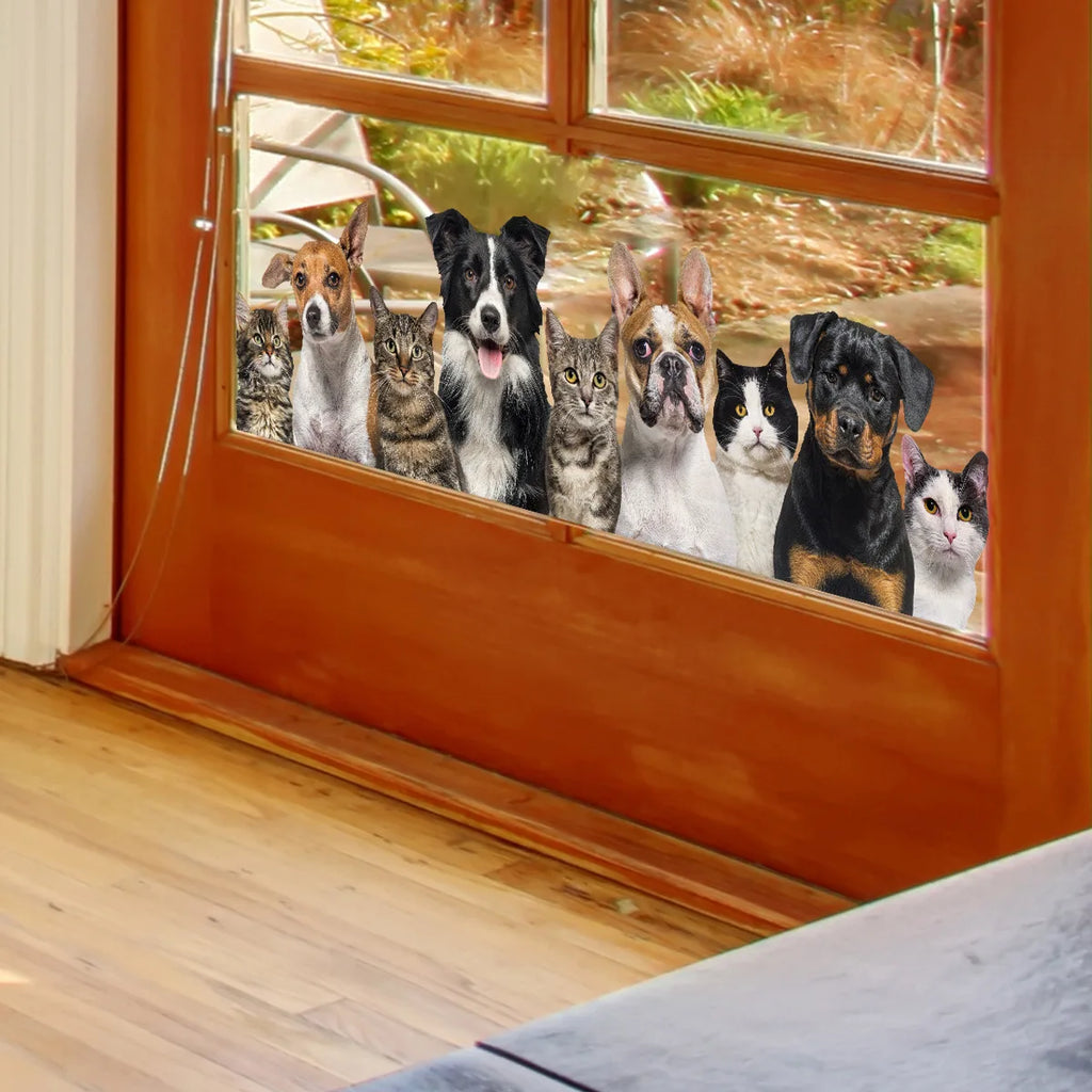 Cat Dog Double-sided Electrostatic Sticker PVC Window Wall Stickers Animals Decor DIY Living Room Home Decoration Mural Children | 2