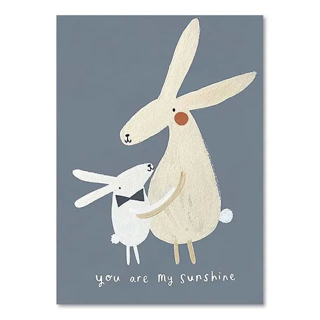 New Boho Cartoon Rabbit Mouse Goose Nurser Art Canvas Painting Nordic Retro Poster and Prints Wall Picture Baby Kids Room Decor | Color:I