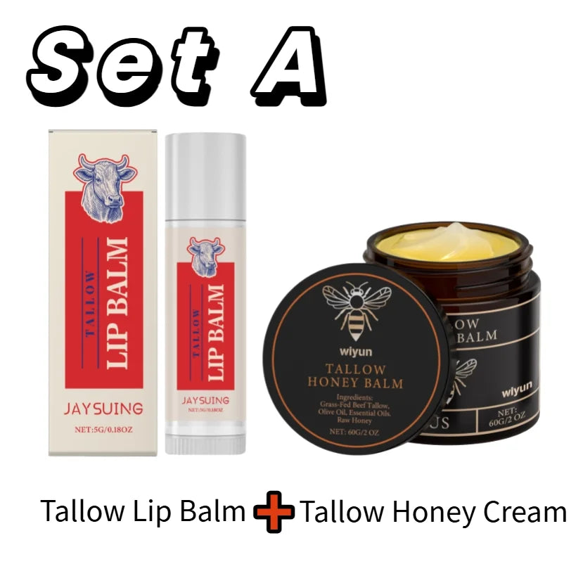 Tallow Honey Cream Glow Hydrating Skin Improve Elasticity Soft Bleaching Improve Dullness Firming Face Body Moisturizer Lotion | Color:Set A