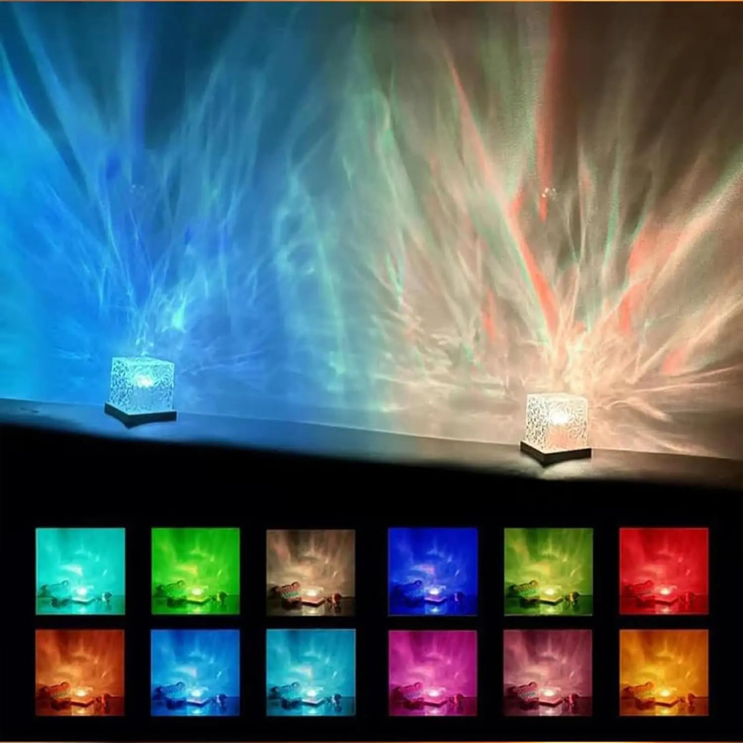 Ocean Wave Projector Light 16 Colors Midnight Aura Aurora Glow Lamp Home Office Bar Restaurant Underwater Projector Night Light | 2