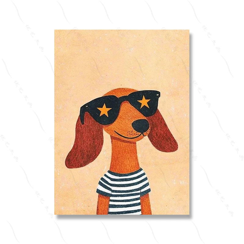 Safari Nursery Decor Poster Jungle Boho Cartoon Cute Wall Art Prints Baby Kids Animal Prints Children's Room Bedroom Decoration | Color:Picture 6