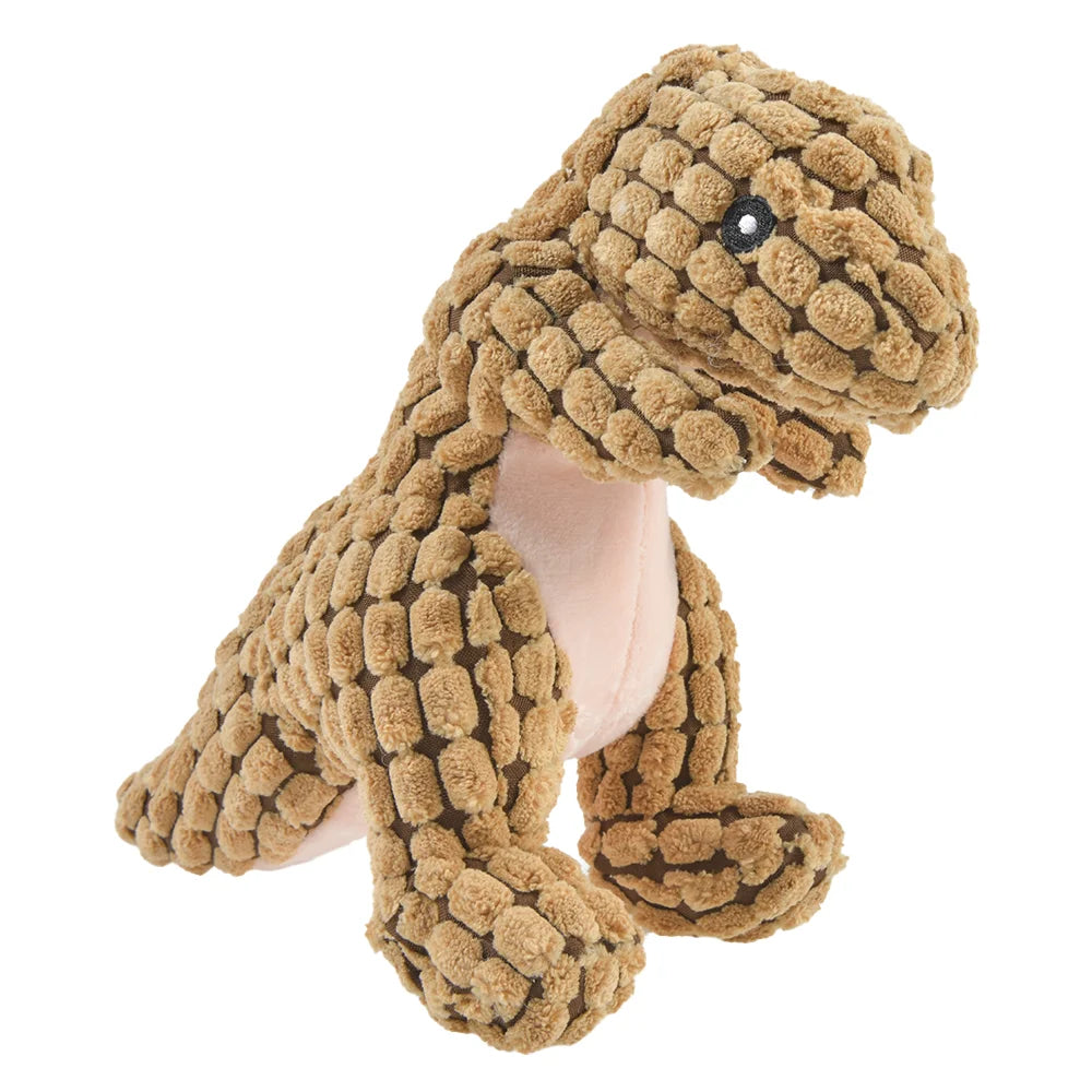 Cats and Dogs Pet Plush Dinosaur Toys Interactive Dog Chew Toys Plush Stuffing Pet Supplies Dog Toys for Small Dogs | Color:Bown