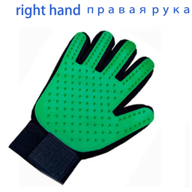 DualPet Pet Grooming Glove for Dog Cats Glove Pet Hair Deshedding Brush Comb Glove Pet Dog Cleaning Massage Glove Accessories | Color:Right Green