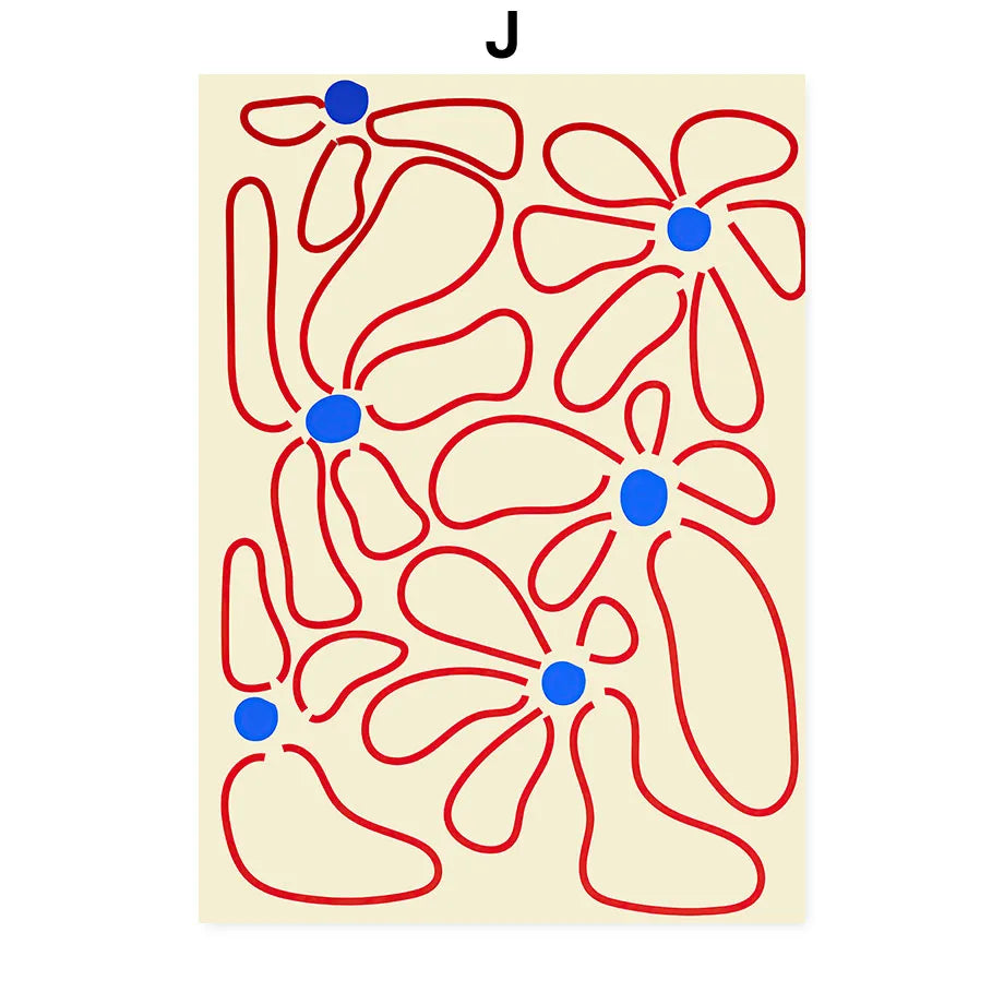 Abstract Mio Flowers Wall Art Posters Gallery Prints Canvas Decorative Painting Wall Decoration Mural Pictures Living Room Decor | Color:J