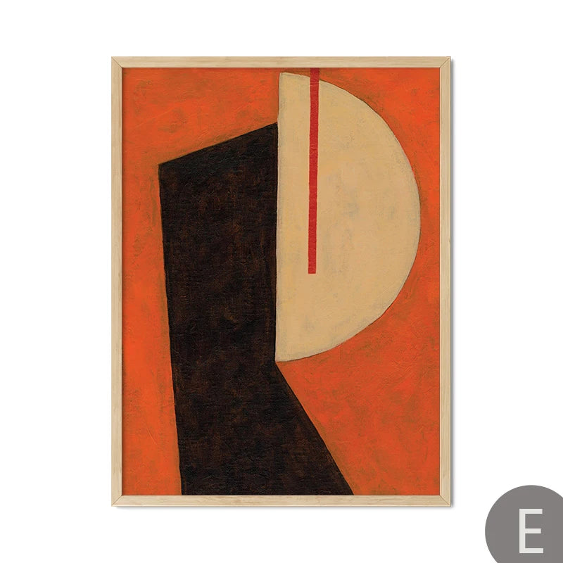 Abstract Thistles Marbled Garden Revival Stallion Terracotta Line Decor Painting Canvas Wall Art Print Poster Picture LivingRoom | Color:E