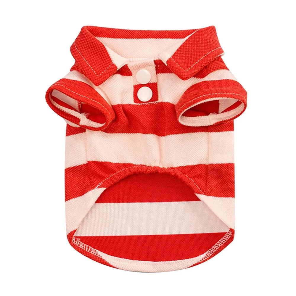 Stripe Dog Shirt Breathable Polo Shirts Summer Dog Clothes for Small Medium Dogs Cat Girl Boy Puppy Chihuahua Yorkie Pet Apparel | Color:Red