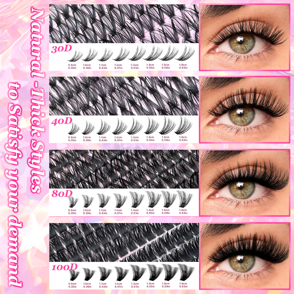 DIY Lash Extension Kit Clusters Individual Eyelashes Kit 9-16mm with Bond and Seal Wispy Natural Mange Lashes | 2