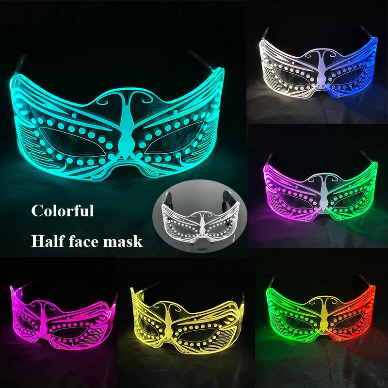 Fashion Luminous Decorative Glasses Neon Light Decoration LED Sunglasses For Nightclub DJ Dance Music Rave Costume Night | Lenses Color:655