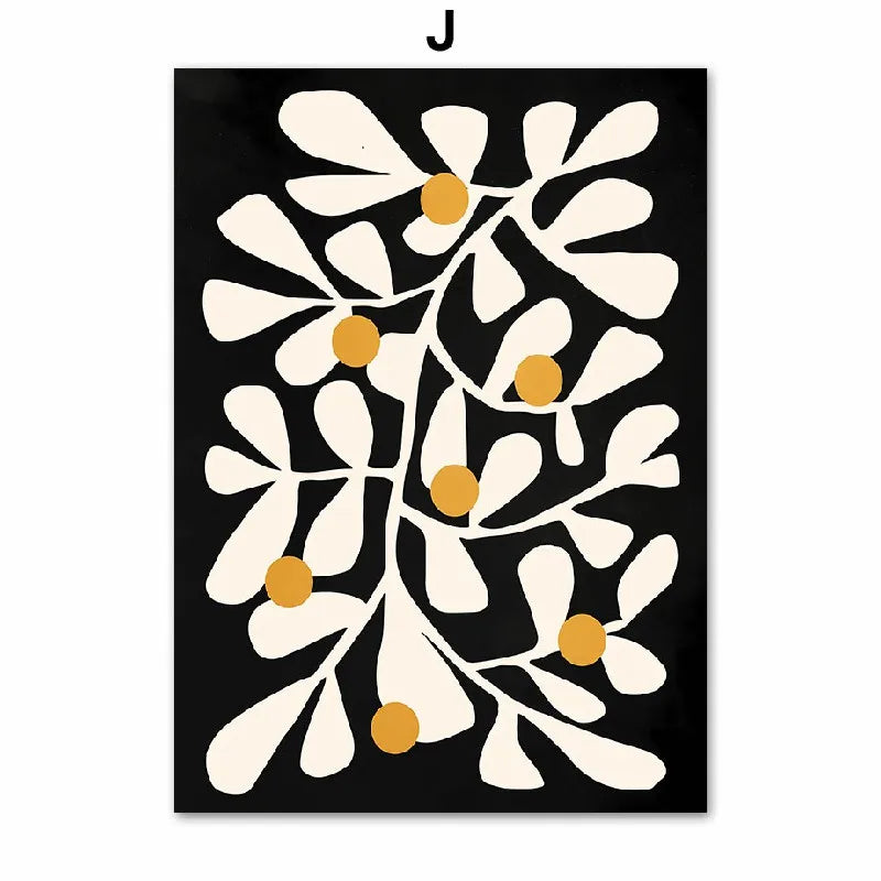 Matisse Poster Coral Leaves Flowers Abstract Plant Canvas Painting Nordic Room Wall Art Prints Picture For Hoom Decoration | Color:J