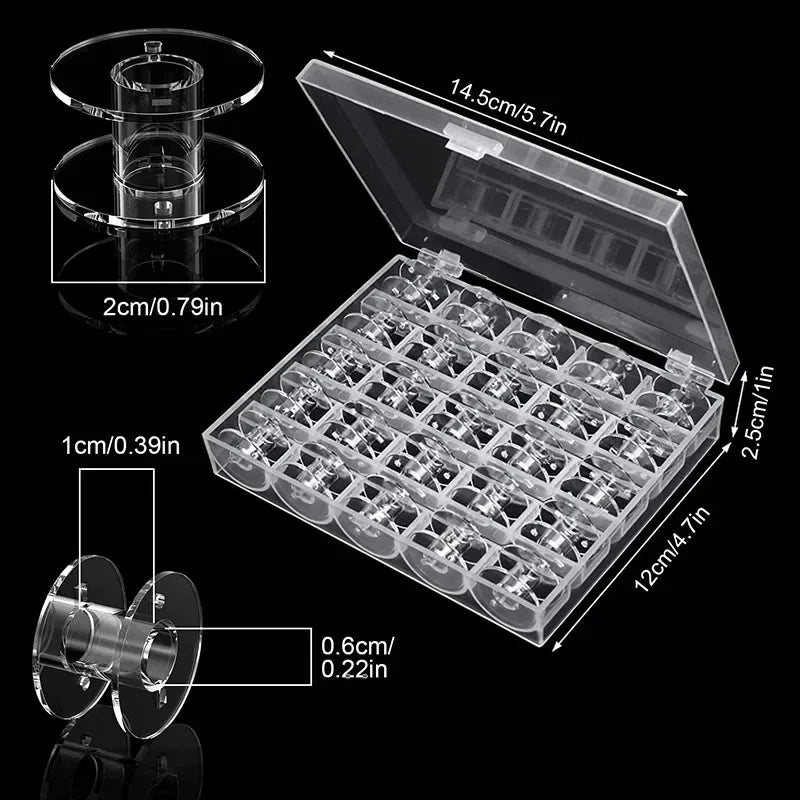 25Pcs Clear Sewing Machine Bobbins Spools Empty Bobbins Spools Plastic Storage Box For Household DIY Sewing Accessories Tools | 1