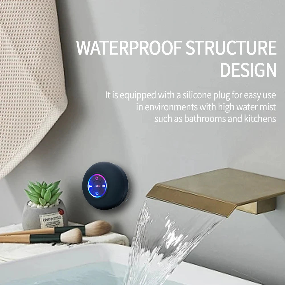 Portable Wireless Bluetooth Speaker LED Light IPX4 Waterproof Loudspeaker Outdoor Bathroom Large Suction Cup Stereo Sound Box | 2