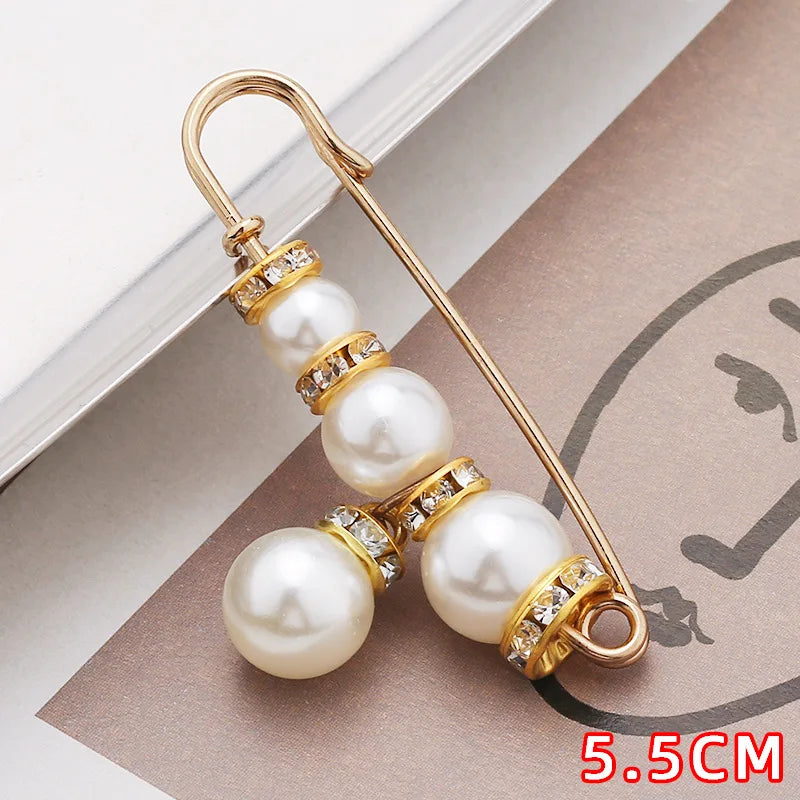 4/1PCS Heavy Duty Safety Pins Pearl Embellishment Brooch Pin Decorative Sweater Clips Safety Pins for Brooches Decorative Crafts | Color:5