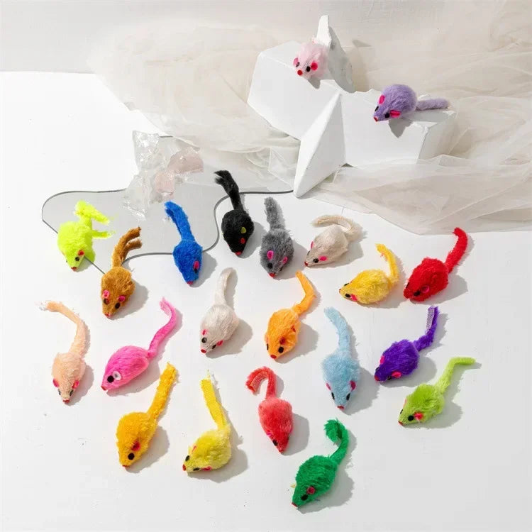 3-200 Pcs Rattle Cat Mouse Toys Also Prefilled Catnip Faux Fur Cat Toys Interactive Cat Game Catnip Toys for Cats Pet Products | Color:Colourful