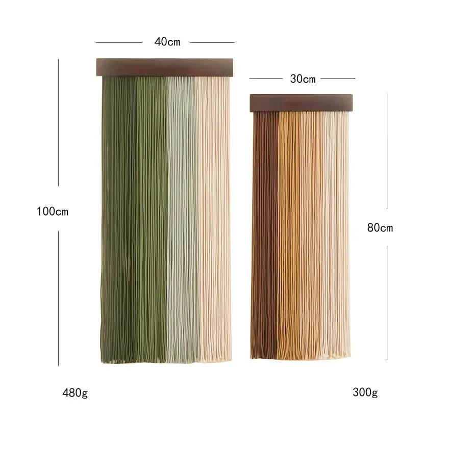 Macrame Wall Hanging Tapestry with Wooden Stick Hand-Woven Bohemia Tassel Curtain Tapestry Wedding Backgrou Boho Decor | Color:Slina 068022