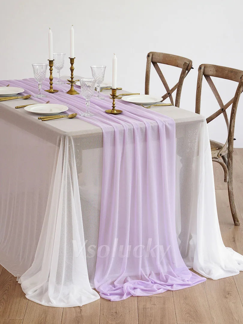 Table Runner Luxury Sheer for Wedding Rustic Boho Party Bridal Shower Birthday Christmas Decorations | Color:Lilac