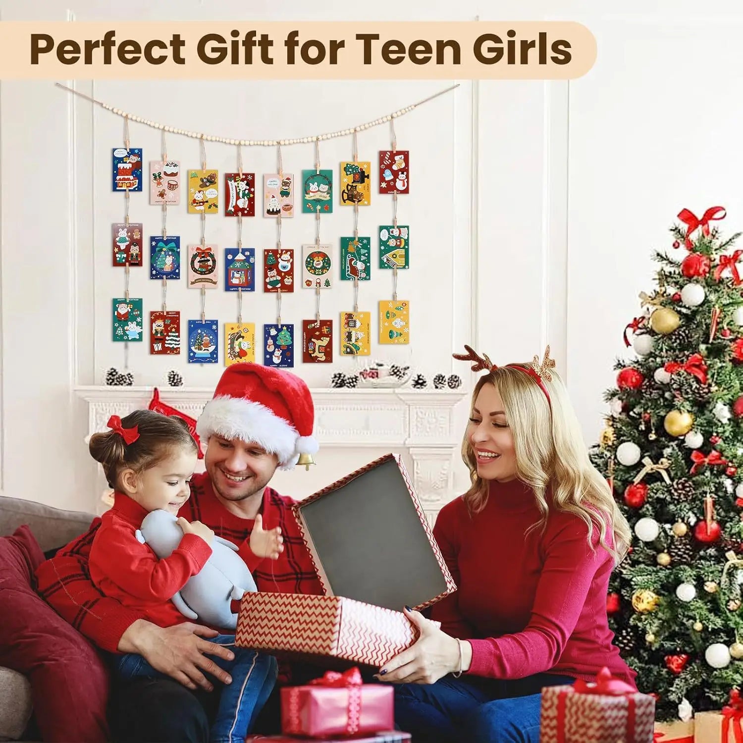 Hanging Photo Display Wooden Bead Garland Boho Wall Hanging for Bedroom Living Room Dorm Party Decor Teen Girl Gifts | 2