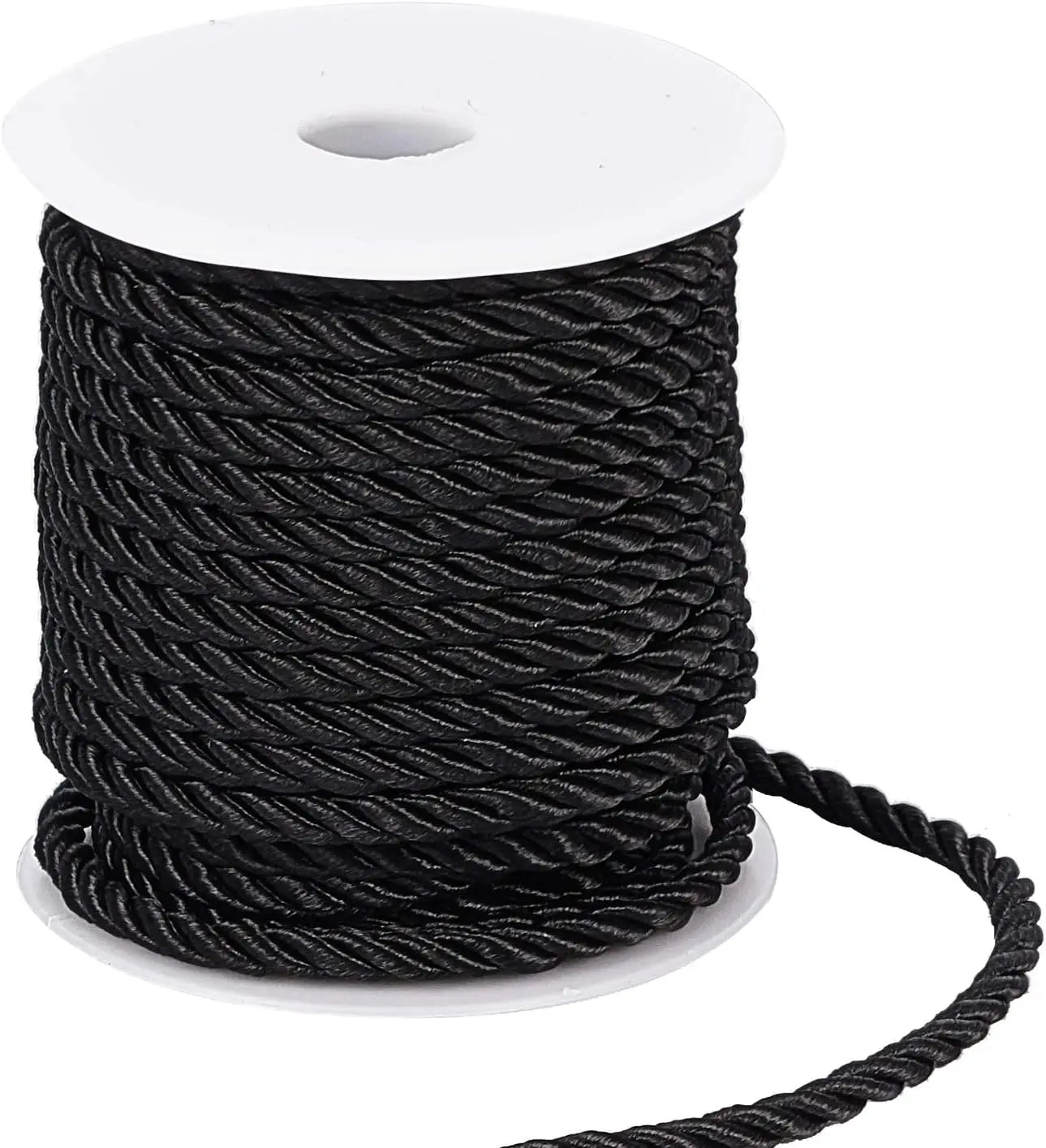 5MM Twisted Cord Rope Trim Craft Decorative Polyester Rope Handmade Cording for Sewing Crafts Upholstery Home Decor 5m | Color:Black