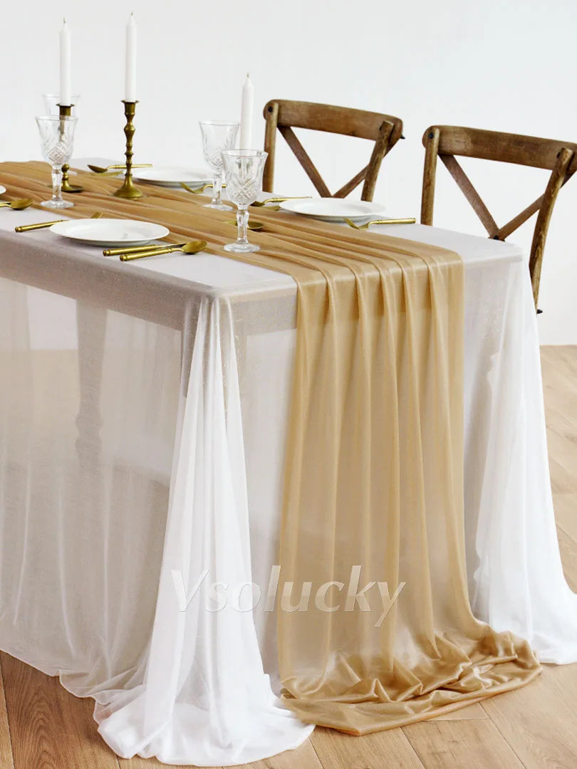 Table Runner Luxury Sheer for Wedding Rustic Boho Party Bridal Shower Birthday Christmas Decorations | Color:Ginger