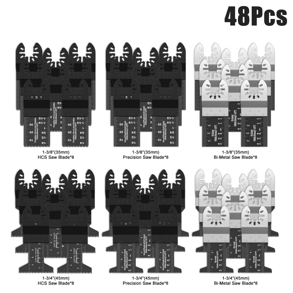 Multifunction Universal Saw Blades Set Oscillating Quick Release For Renovator Woodworking DIY Power Tool 12-108Pcs/Set | Color:48Pc