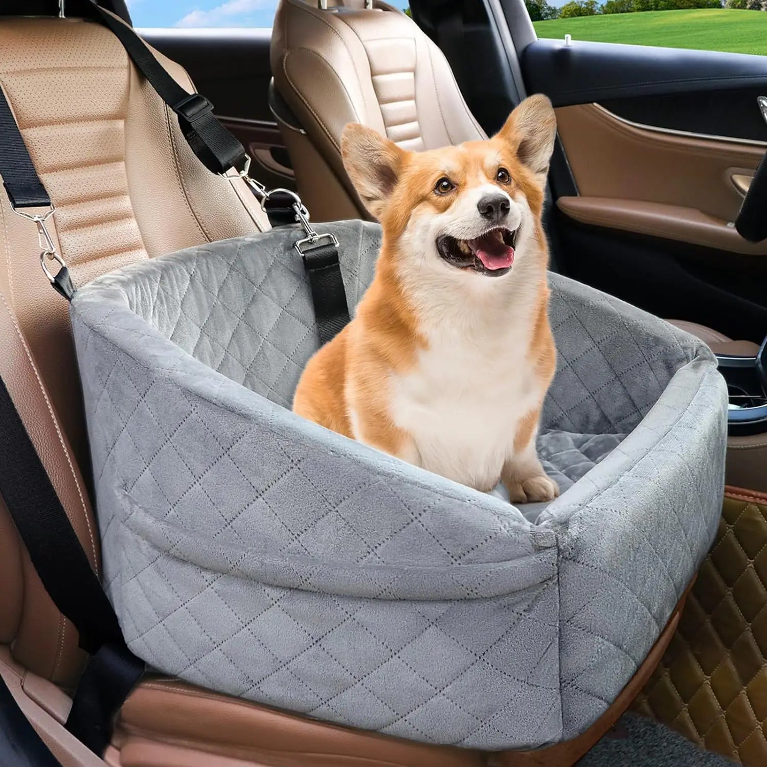 Popular Pet Car Mat Dog Cat Out Seat Mat Removable Washable Small Medium Dogs Kennel Pet Travel Nest Safety Seat for Going Out | Color:Gray