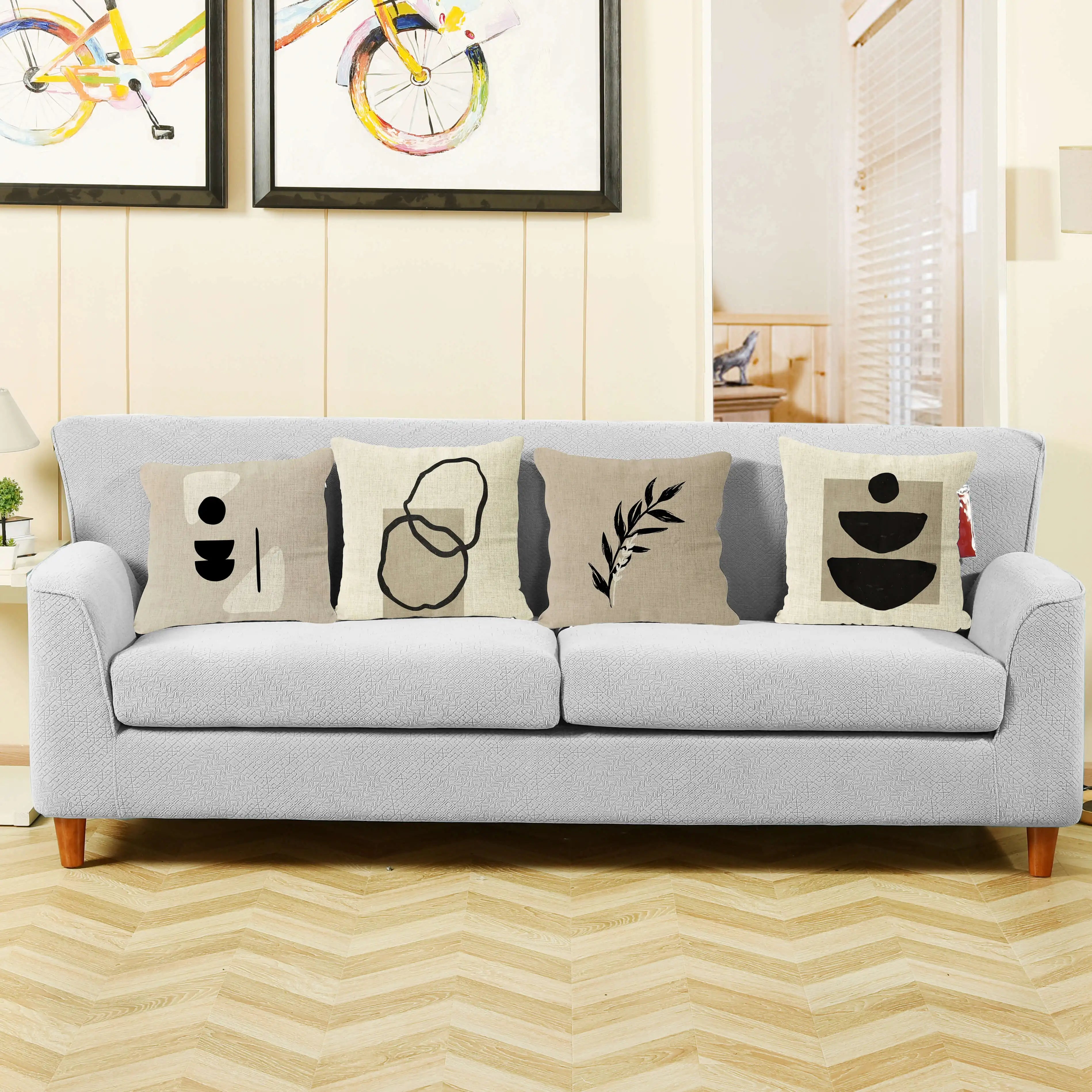 Simple Black Geometric Pillows Boho Leaves Throw Pillow Cover Bohemia Floral Cushion Home Decoration Decorative Sofa Pillow Case | 1